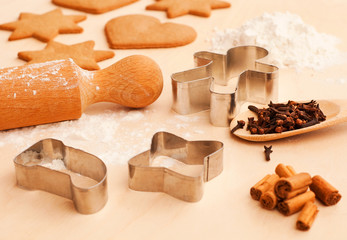 Preparing gingerbread cookies