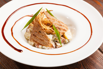 beer salad with rye croutons