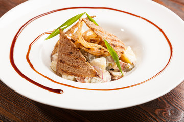 beer salad with rye croutons