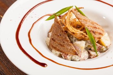 beer salad with rye croutons