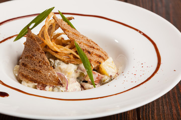 beer salad with rye croutons