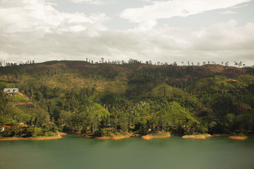 view to lake or river from land hills on Sri Lanka