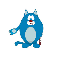 cat does not know where the sausages isolated