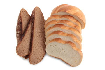 Organic bread on white background