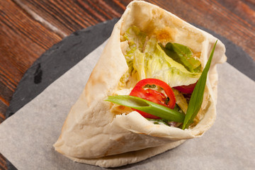 pita with salad inside