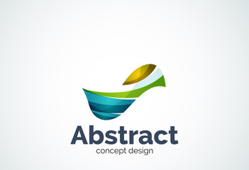 Abstract wave logo template, smooth motion concept