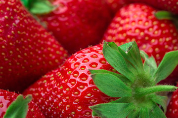 Fresh strawberry background. Ripe  in close-up.