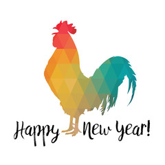 Rooster. Happy New Year. Vector illustration of rooster, symbol on the Chinese calendar. Silhouette of Rooster.