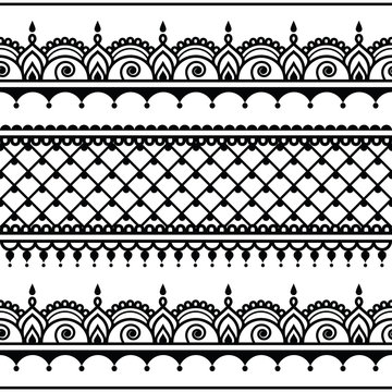 Indian seamless pattern, design elements - Mehndi tattoo style