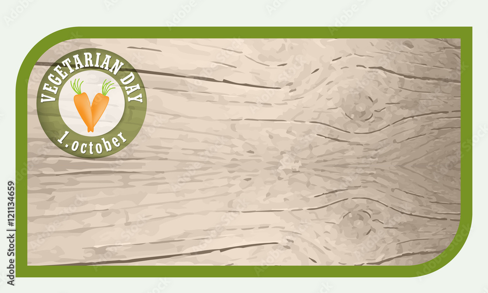 Poster a text box for your text and wooden background and carrot