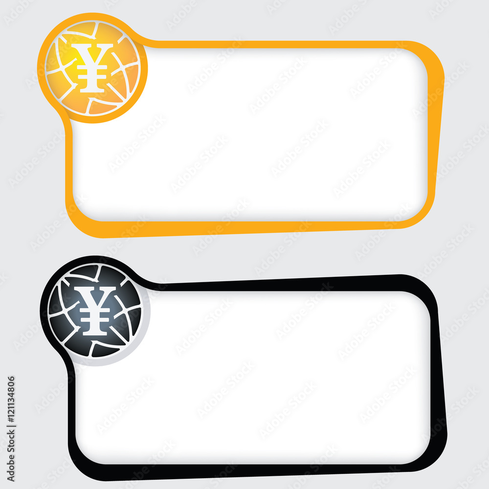 Poster set of two vector text frames and yen