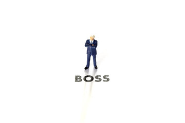 Miniature businessman with boss concept