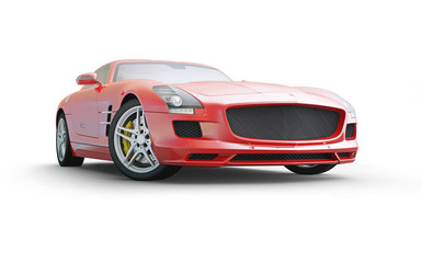 Fototapeta na wymiar Red coupe sport car on white background