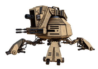 3D illustration robot turret on a white background