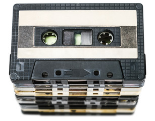 Old Cassette tapes isolated on white  