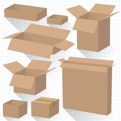 Vector cardboard boxes.