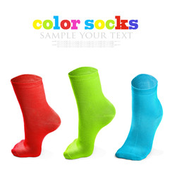colored socks imitating steps isolated on white 