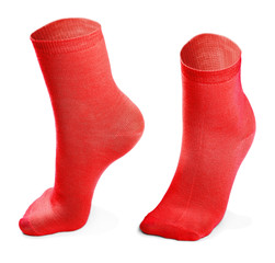 red pair of socks isolated on white background 