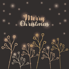 Ornament and rustic leaf with shiny lights icon. Merry Christmas season and decoration theme. Vector illustration
