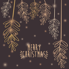 Fototapeta na wymiar Ornament and rustic leaf with shiny lights icon. Merry Christmas season and decoration theme. Vector illustration