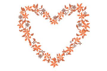 knitted background with heart frame