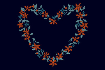 Fototapeta na wymiar knitted background with heart frame
