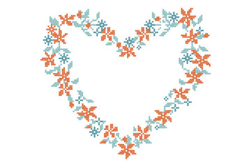 knitted background with heart frame