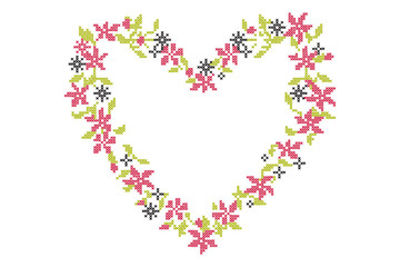 knitted background with heart frame