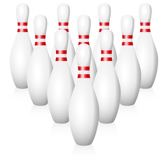 Bowling pins - starting position - isolated vector illustration on white background.