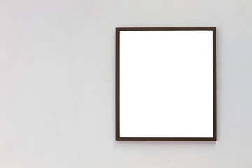 horizontal photo of photo frame on blank wall background, copyspace