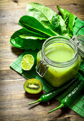 Healthy food. Fresh juice of greens and vegetables.