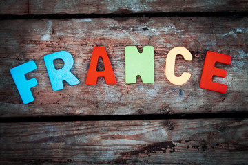 colourful word writen France