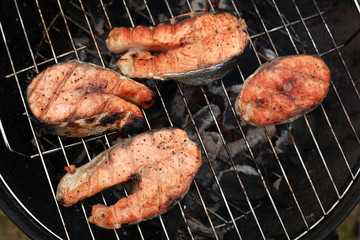salmon on grill