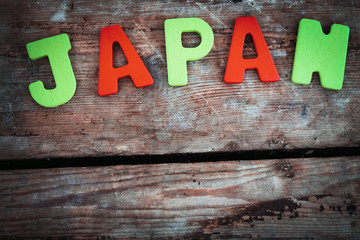 colorful word writen Japan