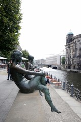 Naklejka premium Three girls and a boy