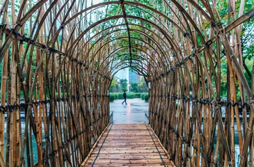Fotobehang Bamboo arc-shaped pass in Kowloon Park, Hong Kong © Wilding