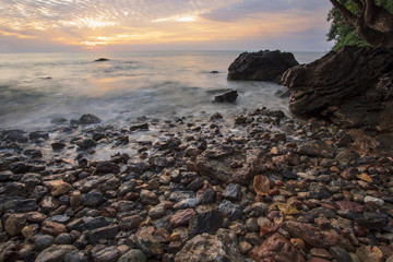 beautiful sea scape dramatic sky morning sun rising of wang kaew