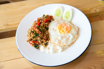 pork with basil and rice