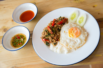 pork with basil and rice