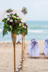 wedding setting on the beach