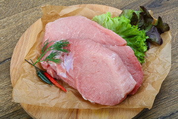 Raw pork steak