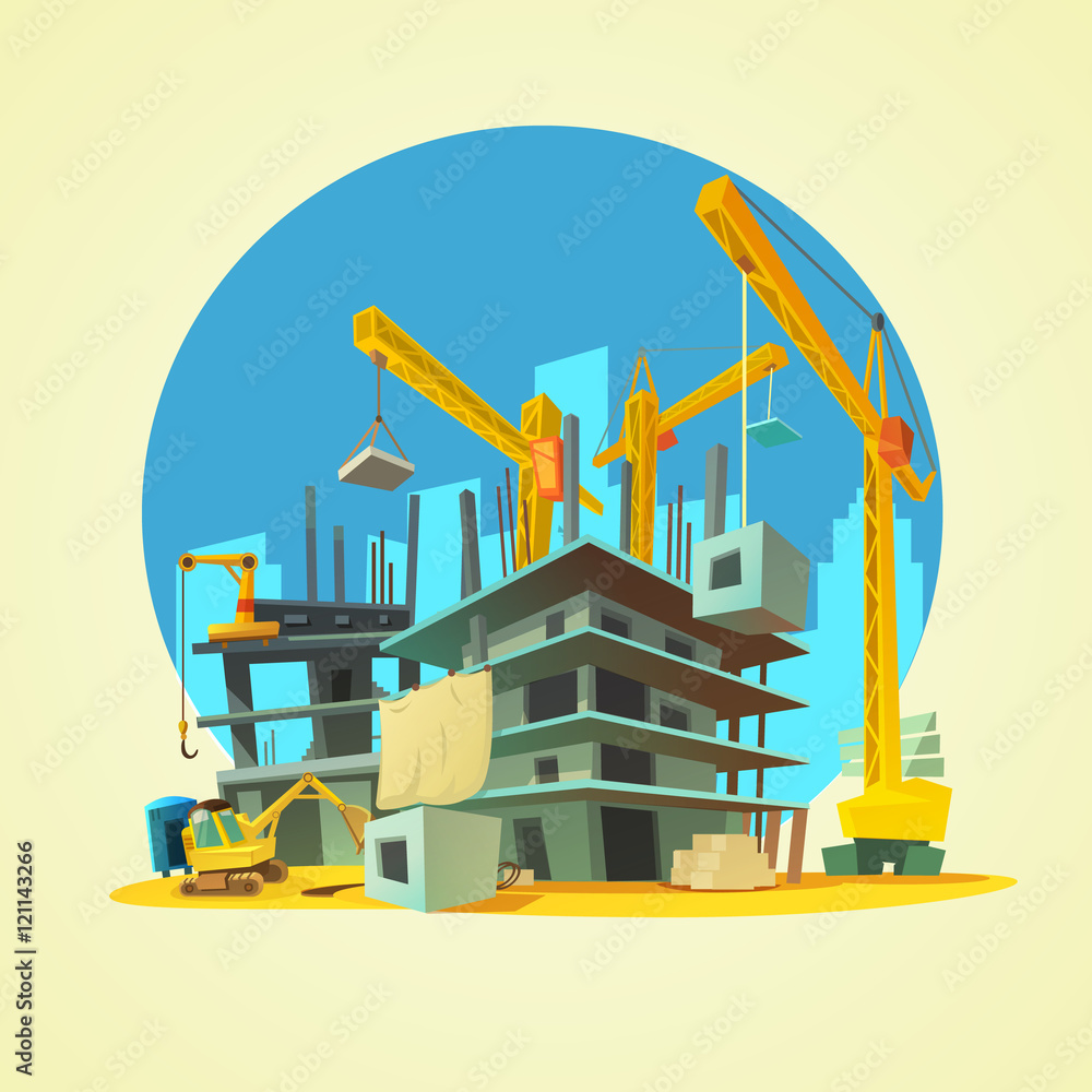 Canvas Prints Construction Cartoon Illustration 