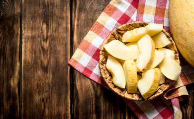 Pieces of ripe melon.