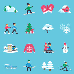 Winter Flat Icons Set