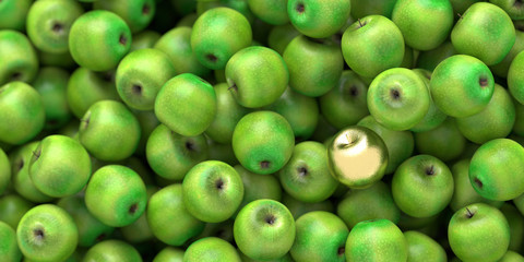 Golden apple standing out from the crowd