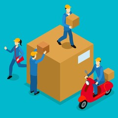 Delivery Men Isometric Composition