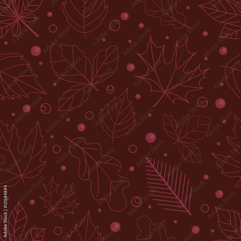 Poster autumn seamless vector pattern. fall leaves collection