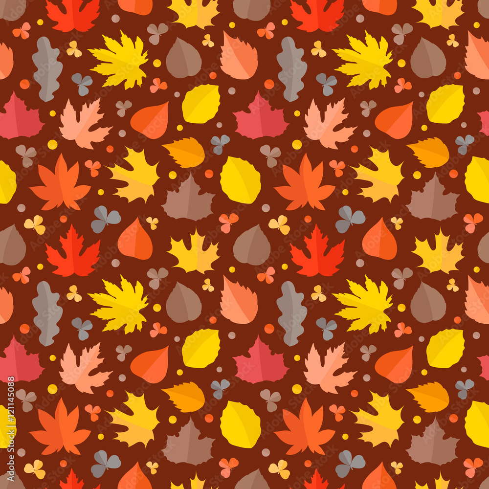 Poster autumn seamless vector pattern. fall leaves collection