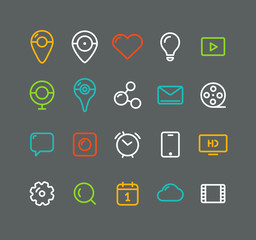 Different simple web pictograms collection