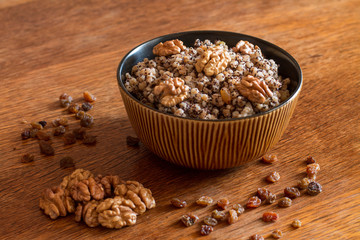 Kutia is a sweet grain pudding, traditionally served in Ukraine, Belarus and some parts of Poland. Kutia is often the first dish in the traditional twelve-dish Christmas Eve.